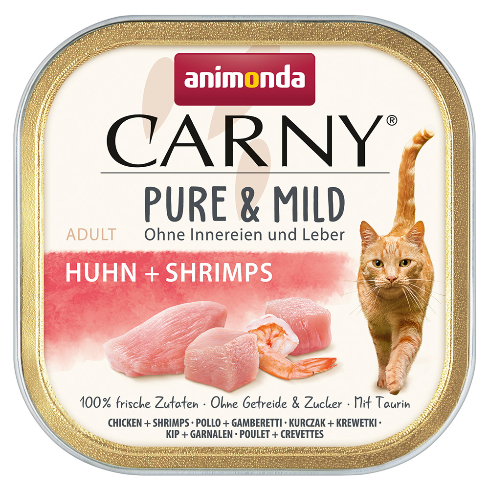 32 x 100 g animonda Carny Adult Pure & Mild kip + garnalen nat kattenvoer