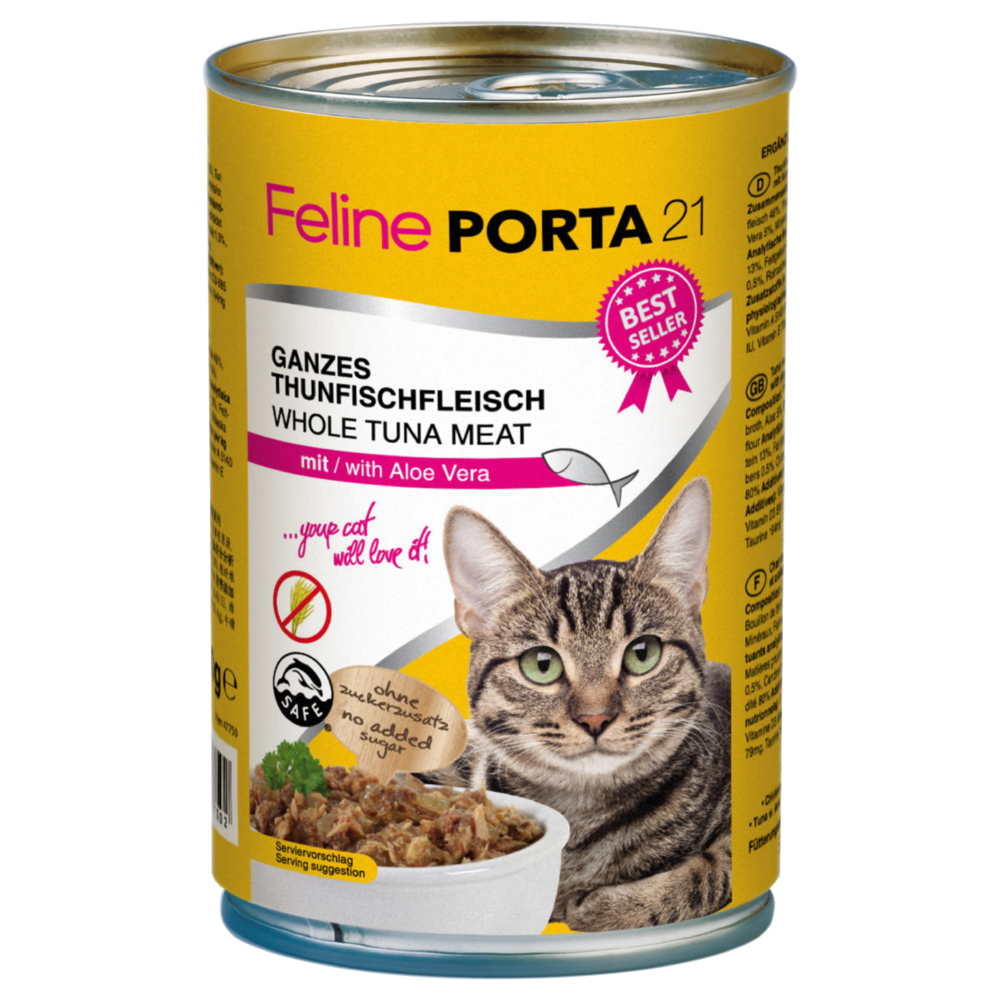 6x400g Feline Tonijn met Aloe (graanvrij) Porta 21 Kattenvoer