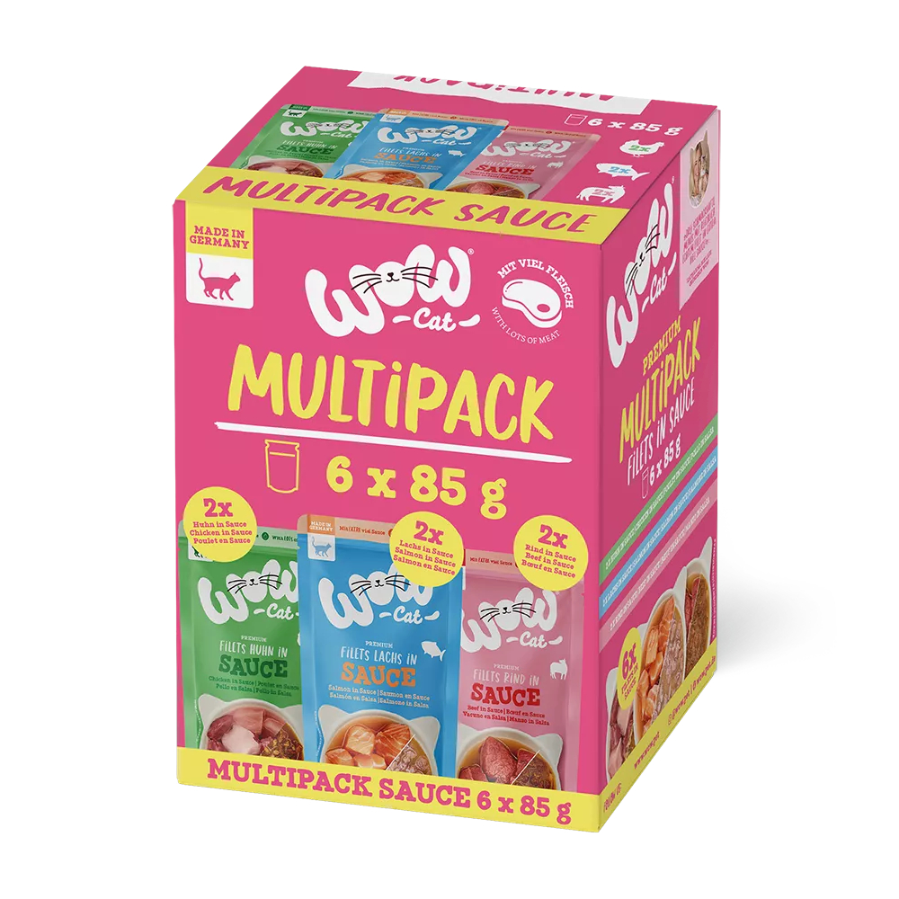 6 x 85 g WOW Cat Filets in Saus Mix (3 soorten) kattenvoer nat