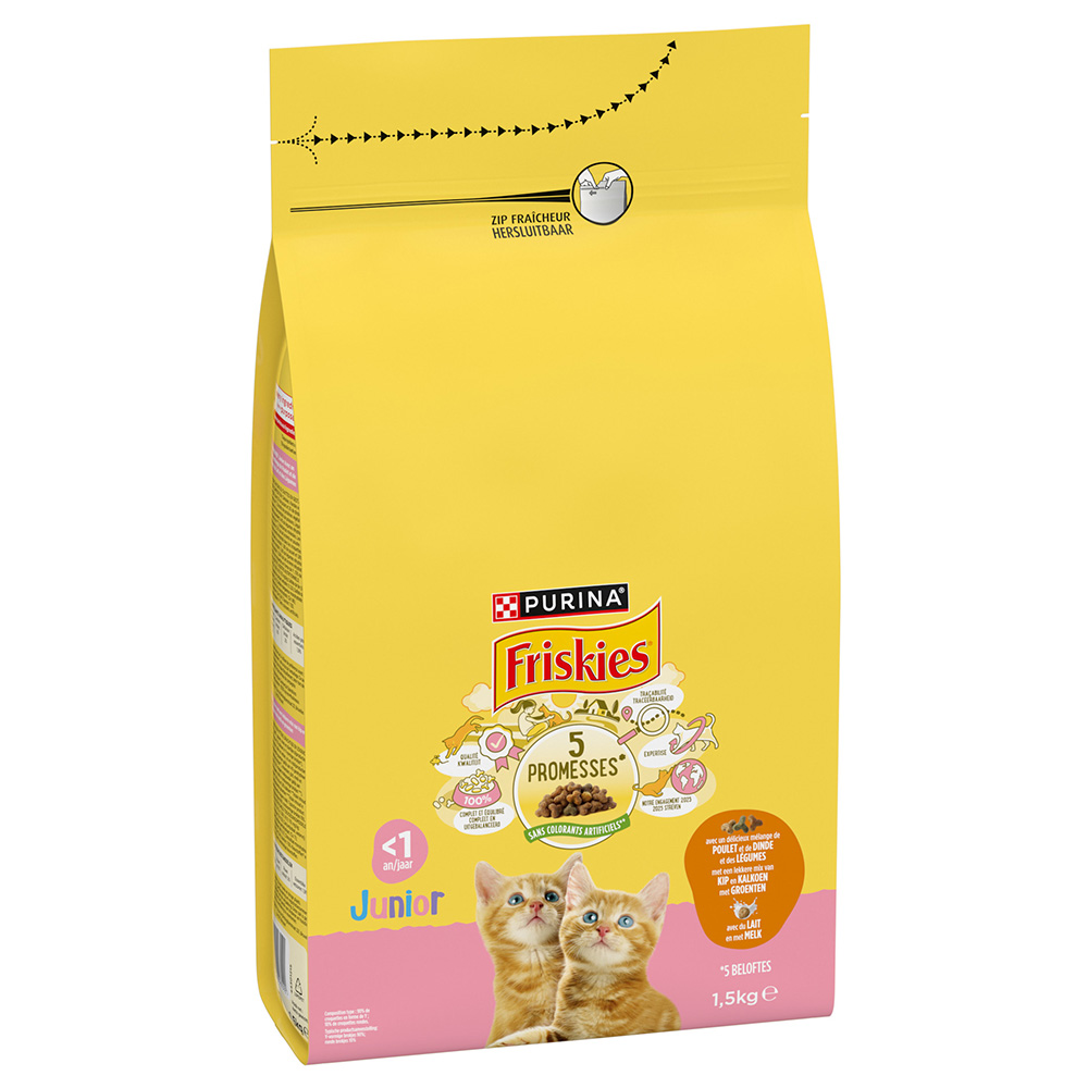 1,5kg PURINA FRISKIES Junior kattenvoer met kip, kalkoen en groenten droogvoer voor katten