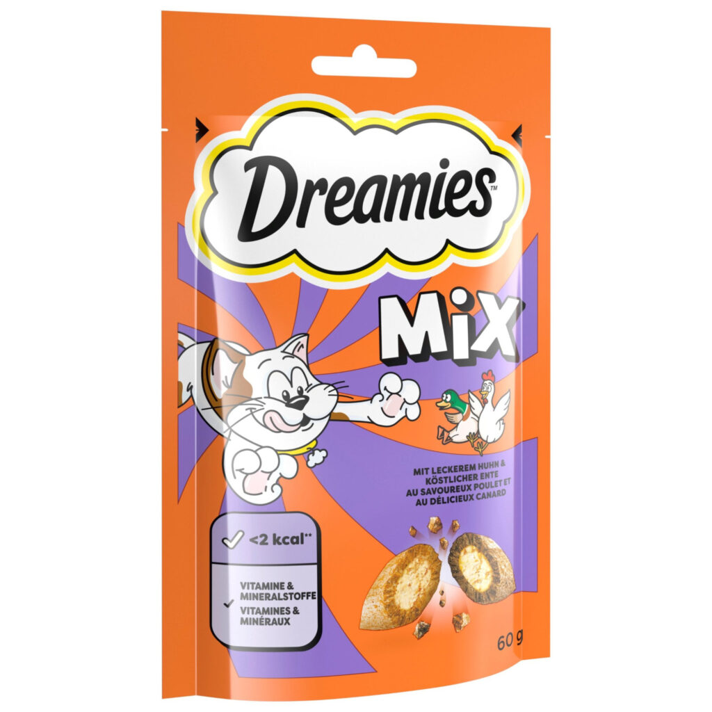 60g Kip & Eend Dreamies/Catisfactions Kattensnacks