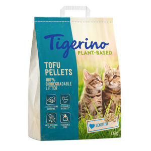 3x 11l (13,8kg) Tigerino Plantaardige Tofu Kattenbakvulling – Gevoelig, geurvrij