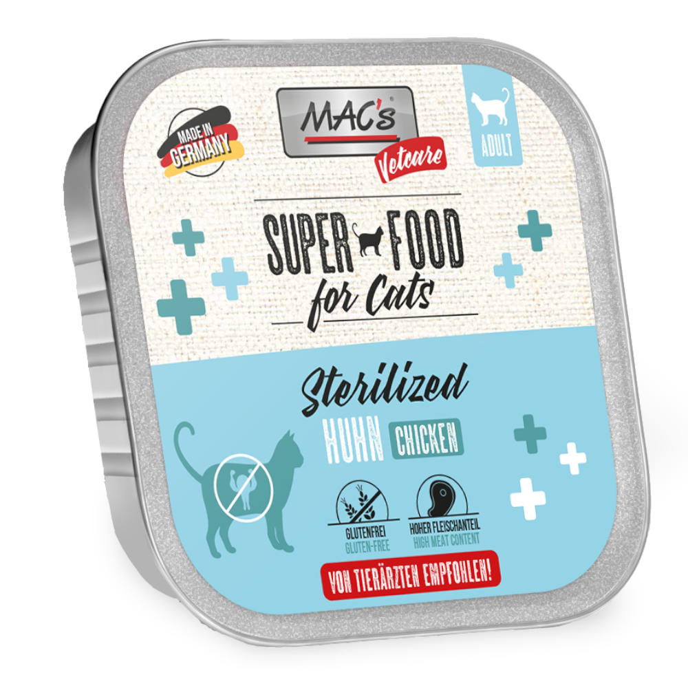 32x100g Kip MAC’s Vetcare Kat Sterilized Kattenvoer nat