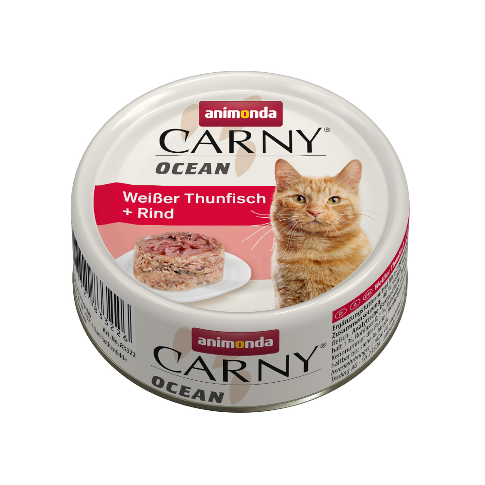 animonda Carny Ocean 12 x 80 g Kattenvoer – Witte tonijn + rund