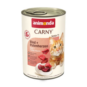 6x 400g animonda Carny Senior Rund + Kalkoen Hartjes natvoer voor katten
