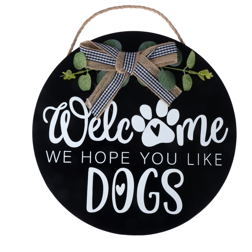 TIAKI deurbord “Welcome – We Hope You Like Dogs” voor hondenliefhebbers