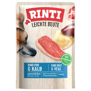 Voordeelpakket: 30x400g RINTI Leichte Beute puur rund & kalfs natvoer voor honden