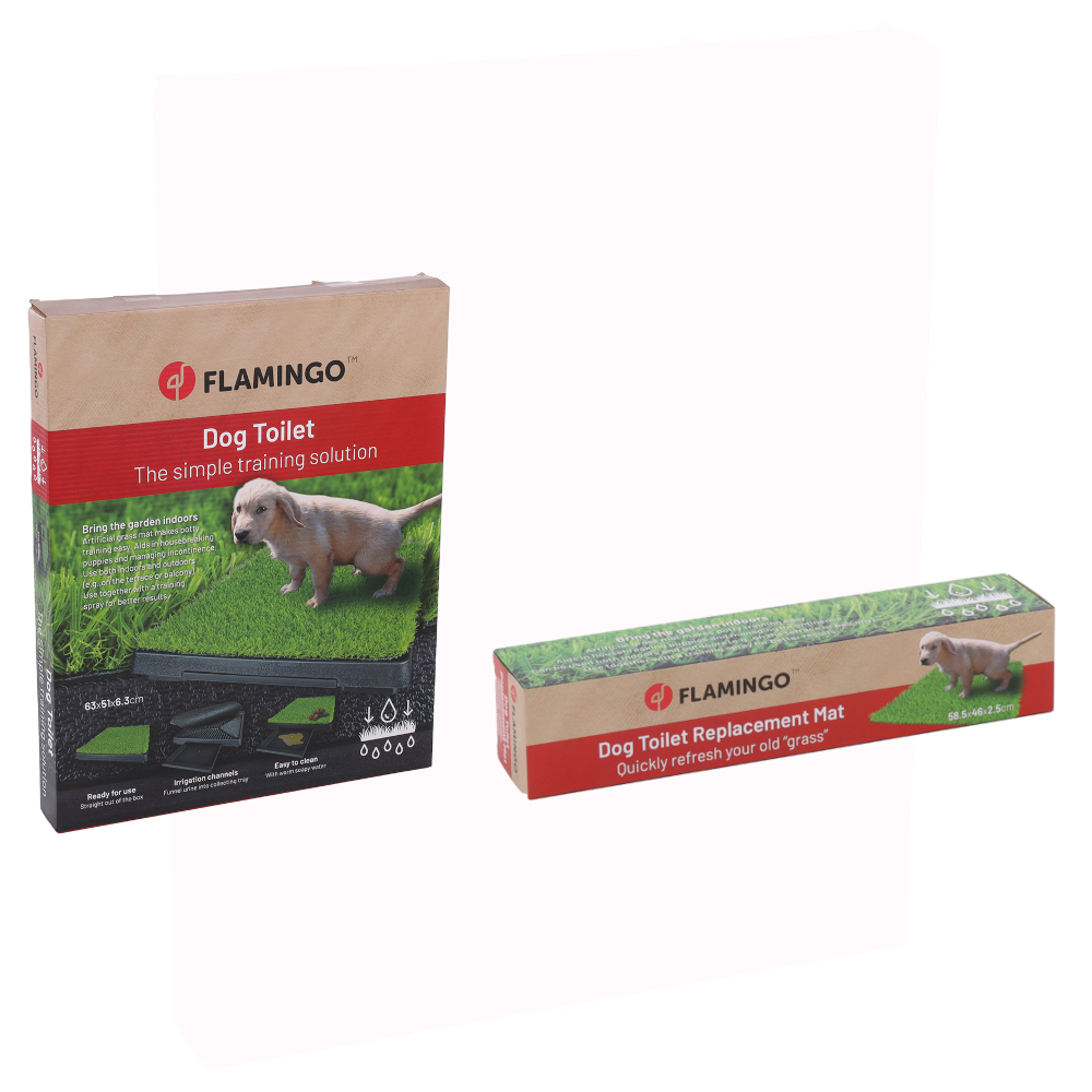 FLAMINGO hondentoilet met kunstgrastoiletbox & grasmat + vervangende hondengrasmat