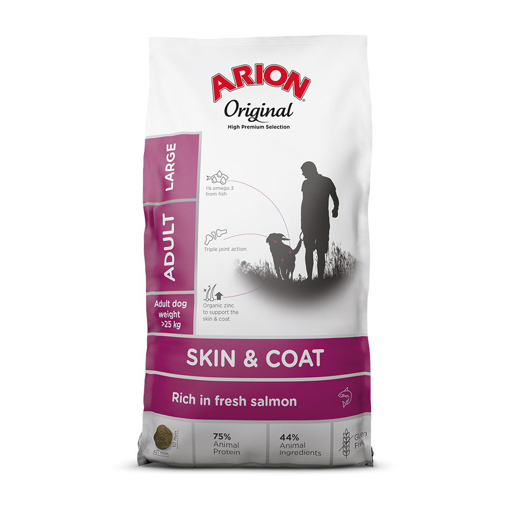 2x12kg Arion Original Skin & Coat Large Breed Zalm hondenvoer droog