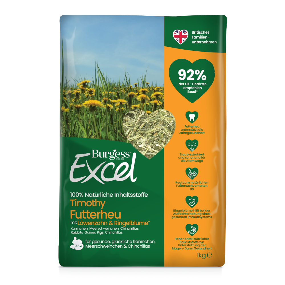 Burgess Excel Voerhooi met Paardebloem & Goudsbloem – Voordeelpakket: 3 x 1 kg