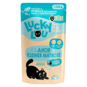 16x 125g Lucky Lou Lifestage Kitten Gevogelte & Forel Kattenvoer Nat