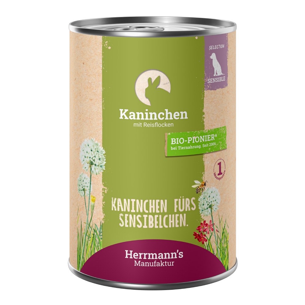 Voordeelpakket Herrmanns Selection Sensible 24 x 400 g – Konijn met bio rijstvlokken