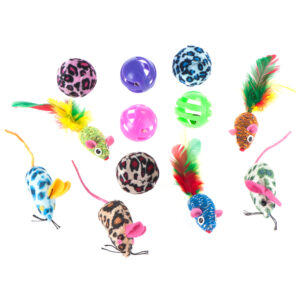 12-delige Set Kattenspeelgoed met Ballen & Muizen