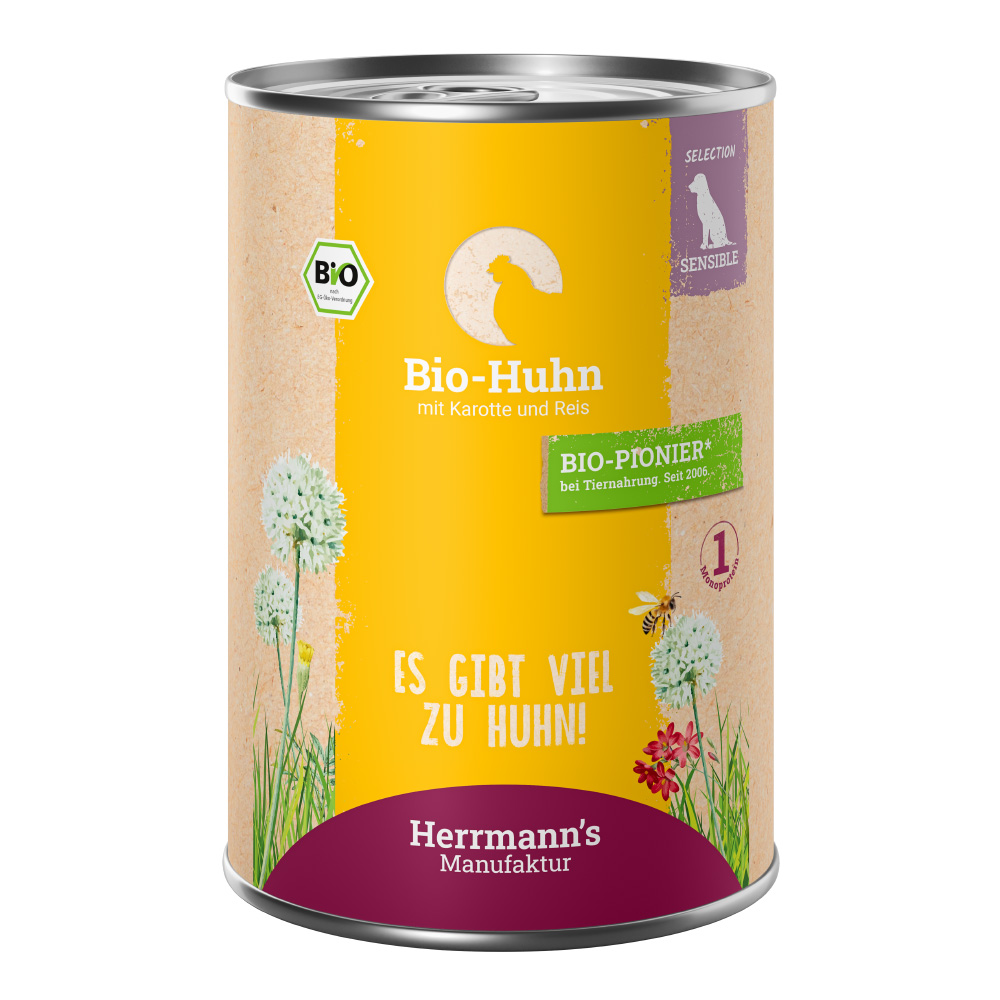 Voordeelpakket Herrmanns Selection Sensible 24 x 400 g – Bio kip met bio wortel & bio rijst