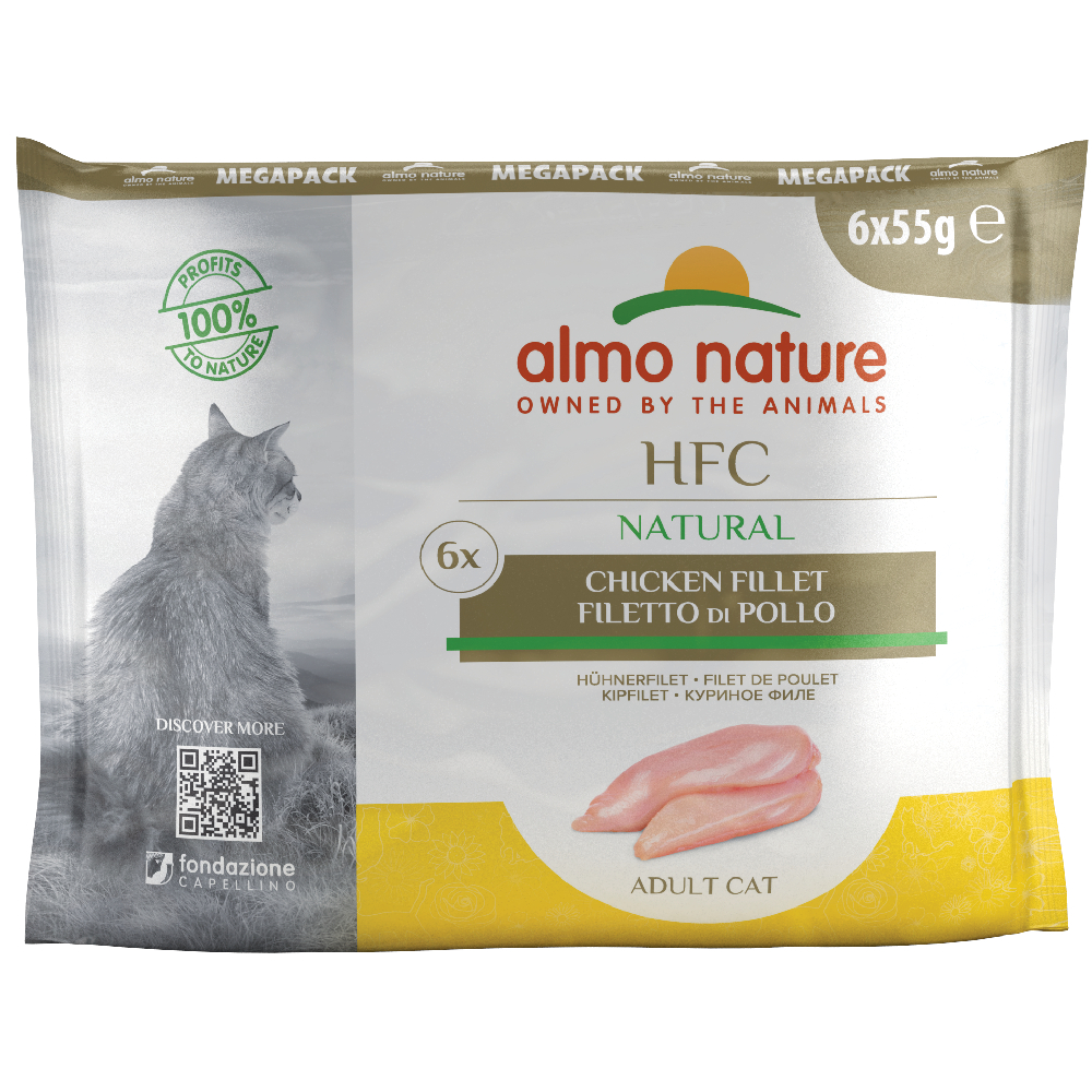 6x55g Maaltijdzakjes Kipfilet Almo Nature Classic Kattenvoer