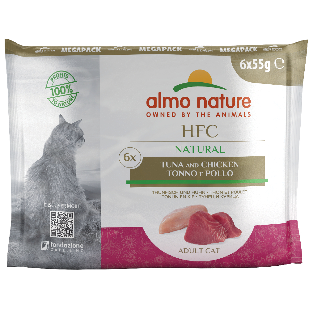 6 x 55 g  Almo Nature Classic Tonijn & Kip Pouch Kattenvoer