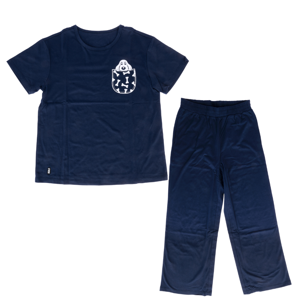 TIAKI Huisdier Pyjama Pet Love maat S, donkerblauwe hond