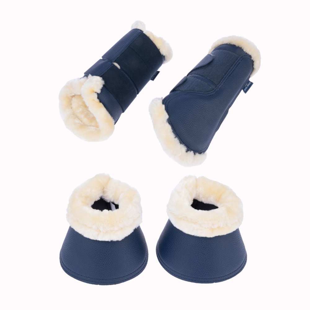 Voordeelset: Nomad Tales Set 2 dressuurlaarzen & 2 hoefschoenen marineblauw Gr. XL. Paard