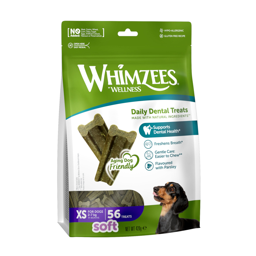 Voordeelpakket: 2x 56 stuks Whimzees by Wellness Soft Snacks maat XS voor zeer kleine honden