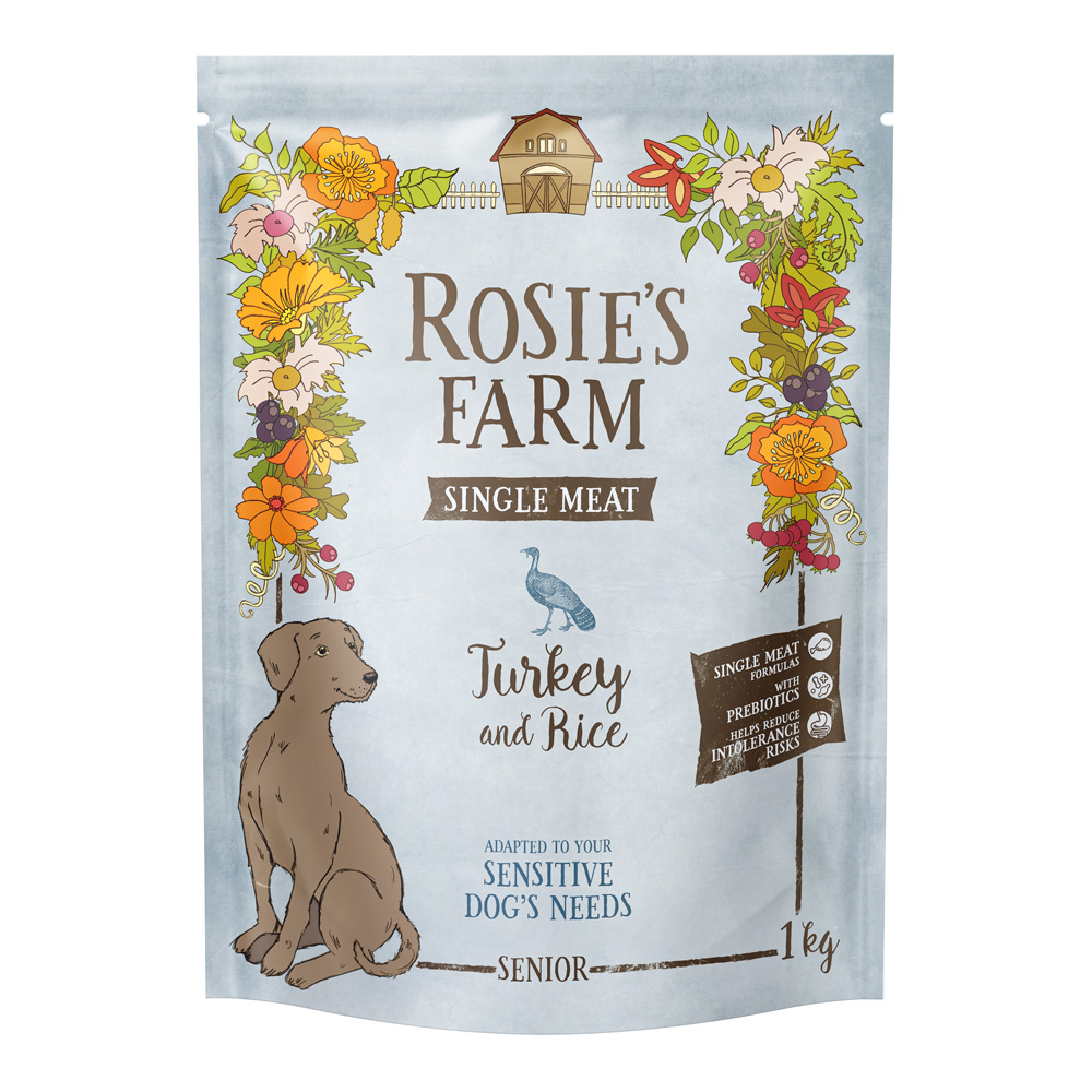 1kg Rosie’s Farm Single Meat Senior Kalkoen met Rijst droogvoer voor honden