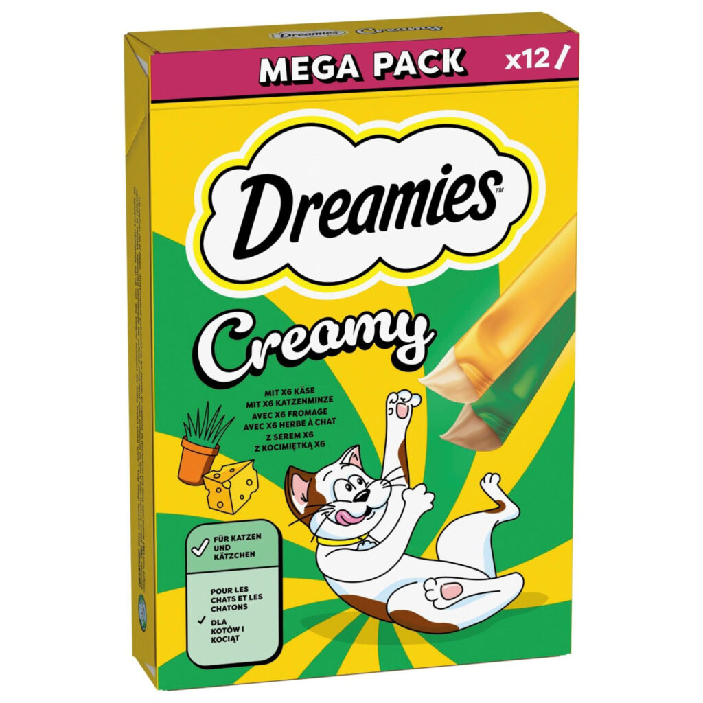 Dreamies Creamy Snacks – Catnip & Kaas (12 x 10 g)