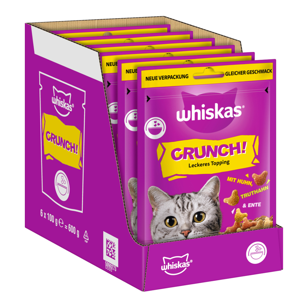 6 x 100g Whiskas Crunch – Kip, Kalkoen & Eend