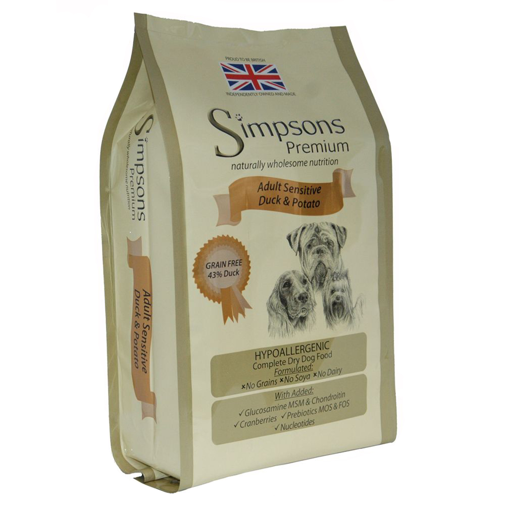 12kg Sensitive Adult Eend & Aardappel Simpsons Premium Hondenvoer