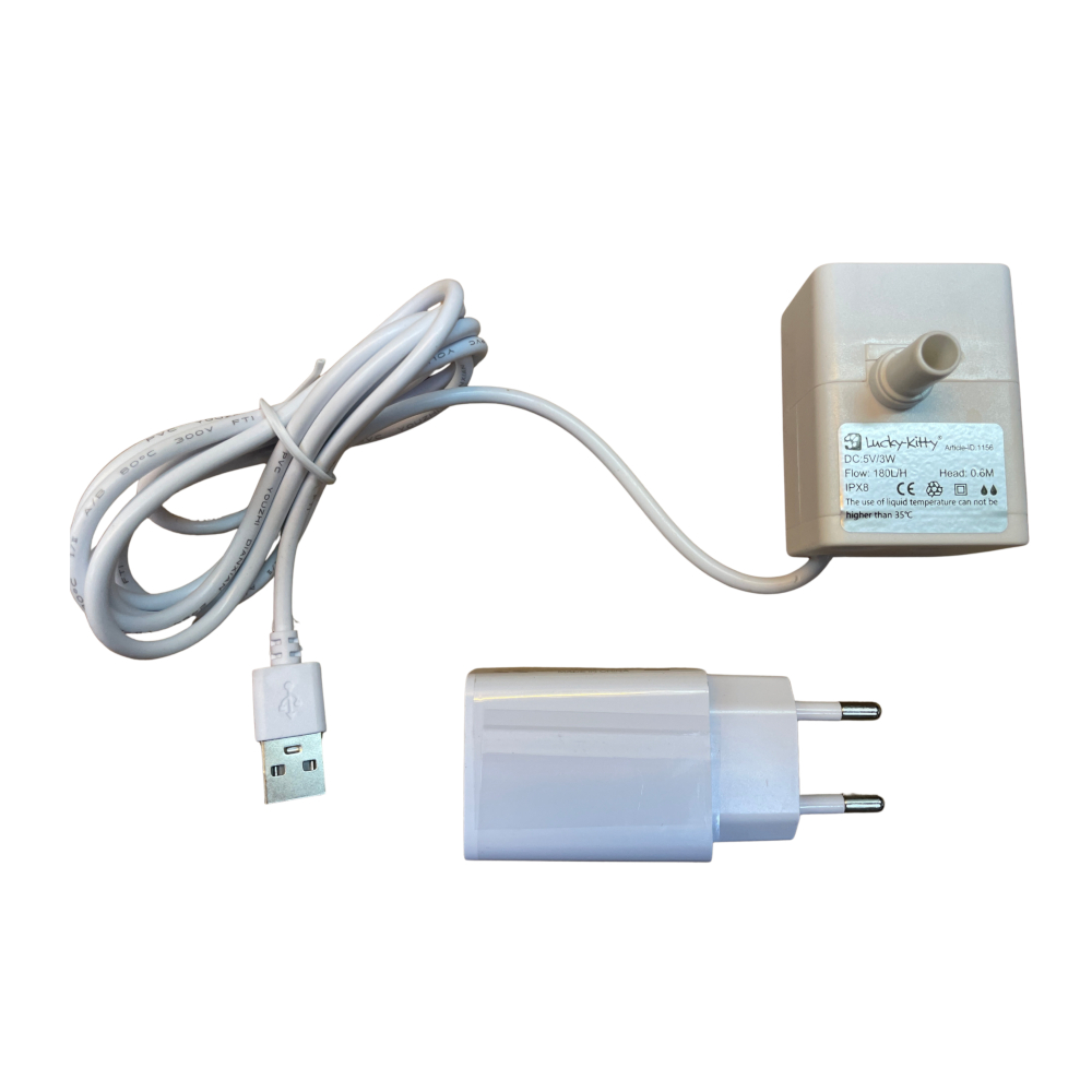 Lucky-Kitty keramische kattenfontein – Micro pomp USB met adapter