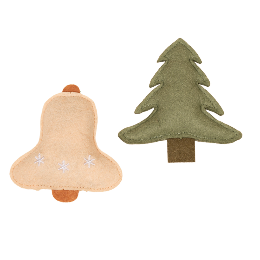 TIAKI kattenspeelset kerstboom & Bellen set van 2