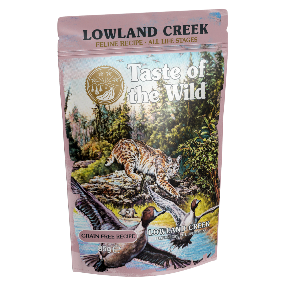 12x 85g Taste of the Wild Lowland Creek met kalkoen natvoer voor katten