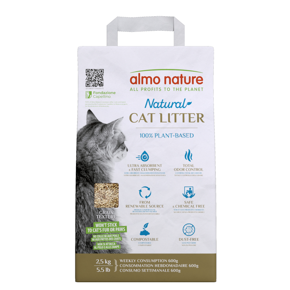 Almo Nature Natuurlijke Korrelige Kattenbakvulling – Grain Texture – 2,5 kg