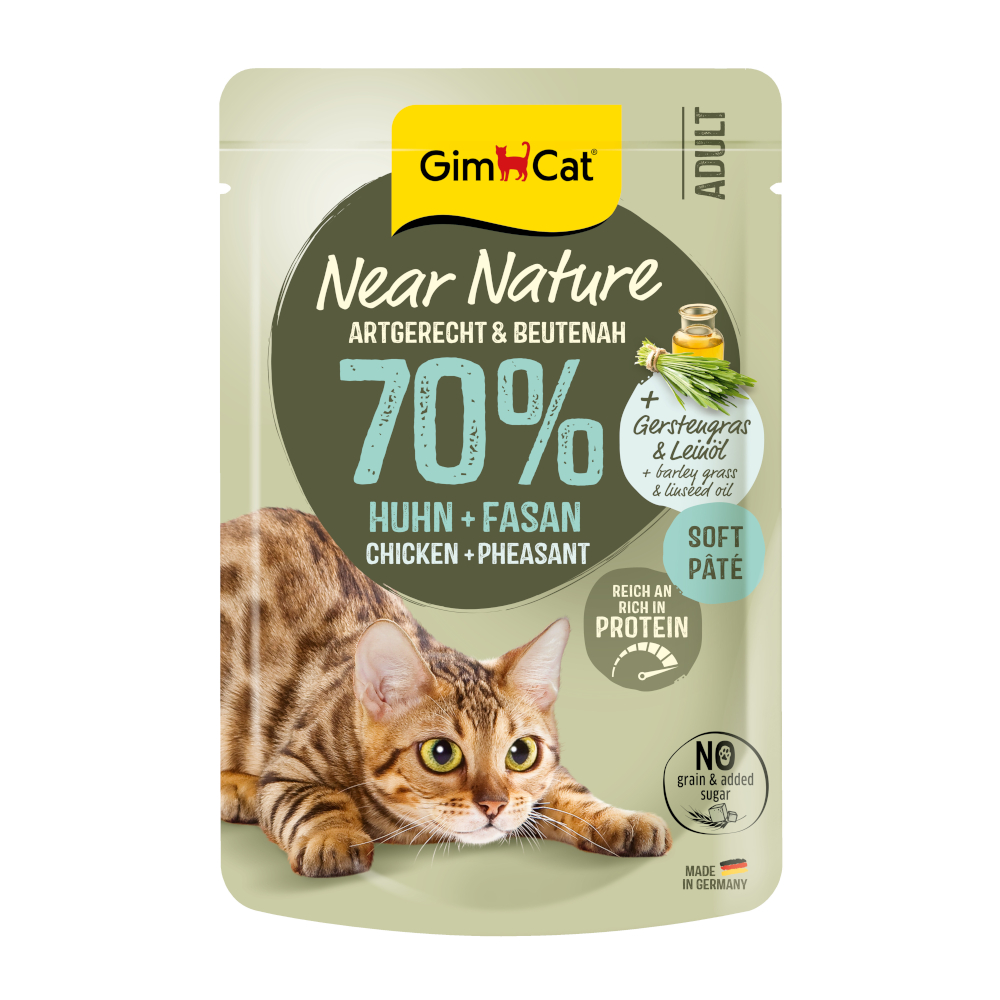 16x85g GimCat Dichtbij de Natuur Kip & Fazant natvoer voor katten
