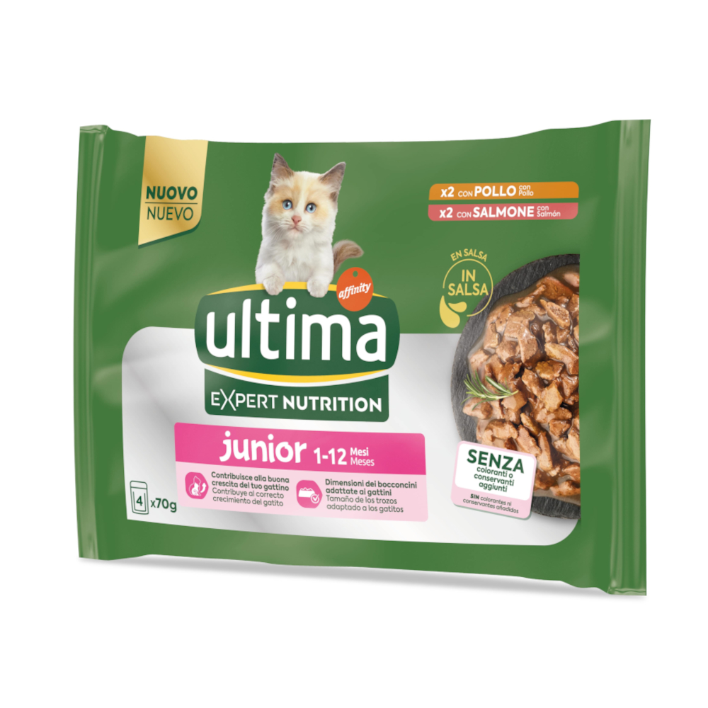 Ultima Cat Expert Nutrition Junior Kip & Zalm – 4 x 70 g