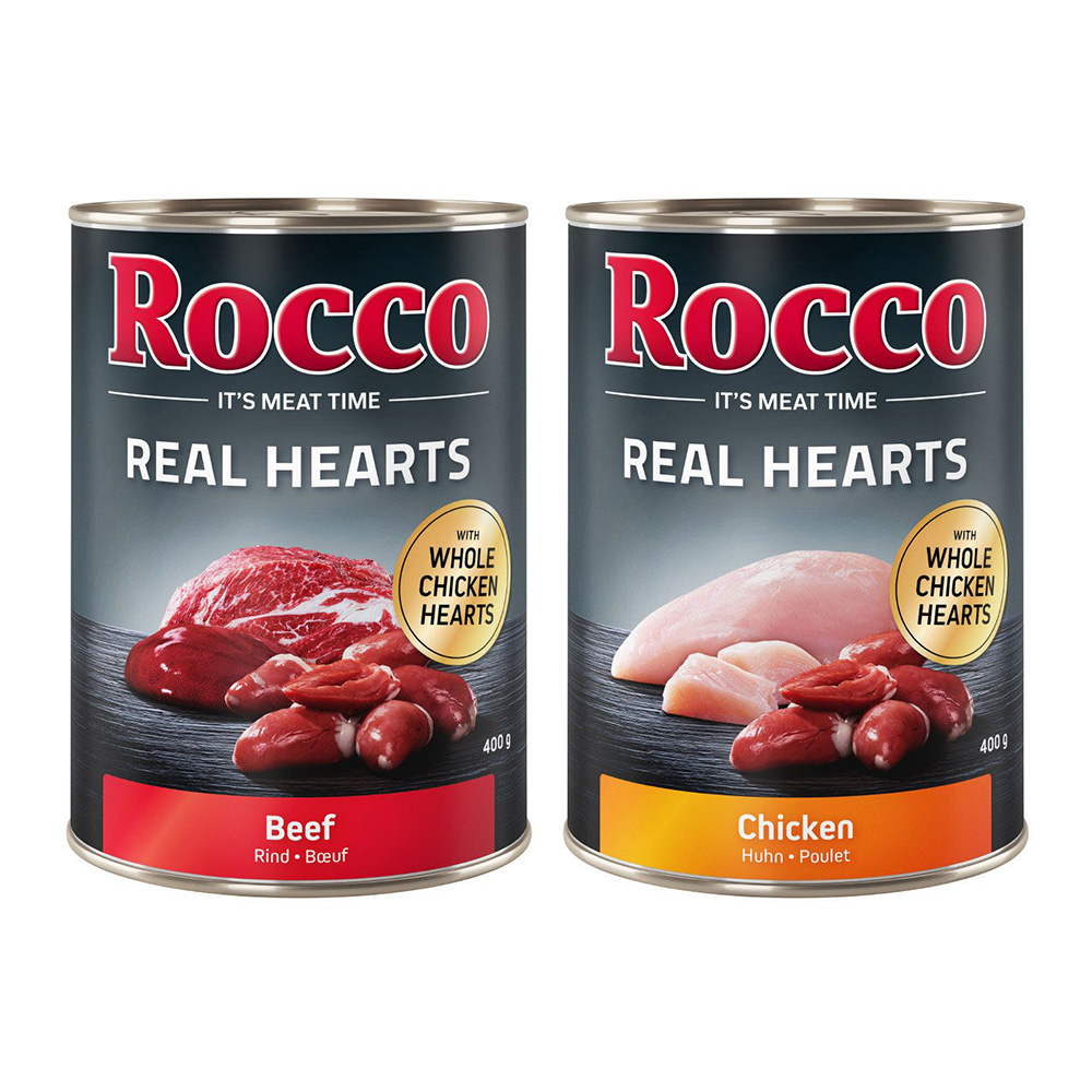 24x400g Real Hearts 2 verschillende smaken Rocco Hondenvoer