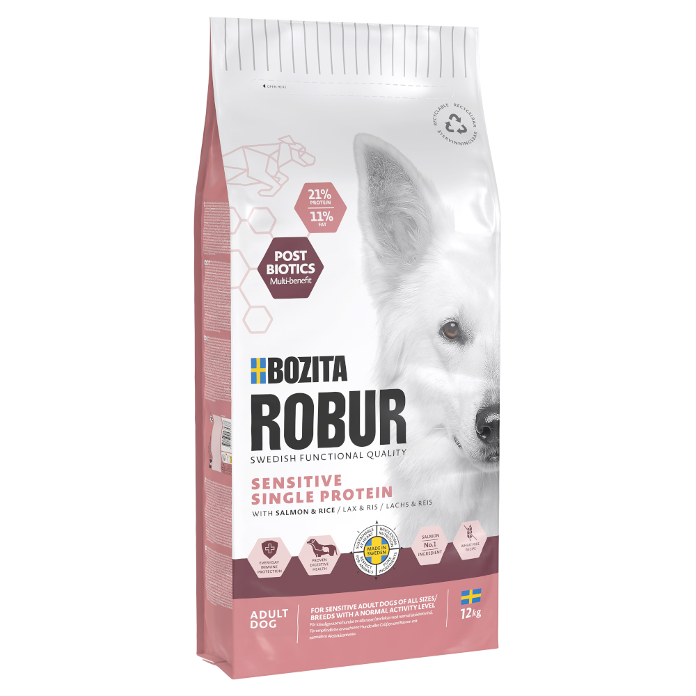 Bozita Robur Sensitive Enkelvoudig Eiwit Zalm & Rijst – 12 kg