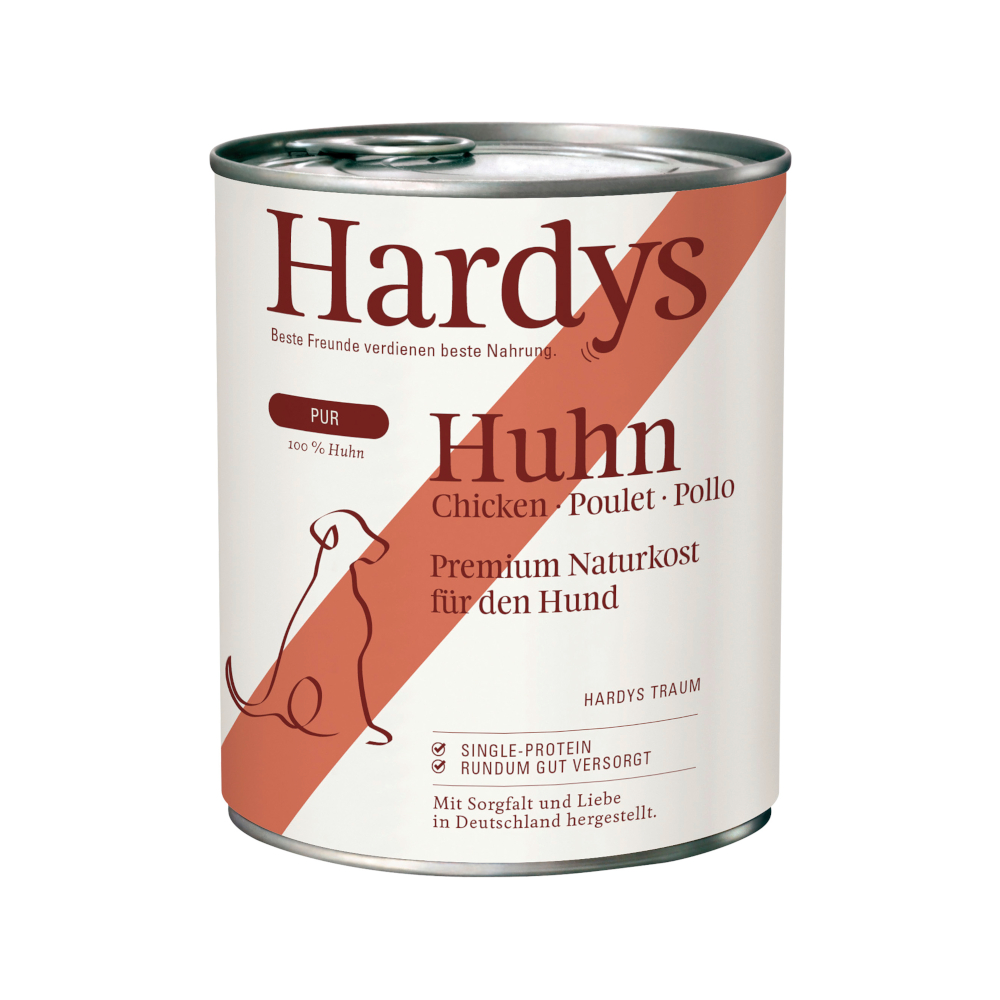6x 800g Hardys Pure Kip natvoer voor honden