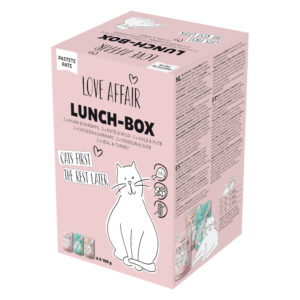 6x100g 3 soorten (kalfsvlees & kalkoen, kip & garnalen, eend & wild) Hardys LOVE AFFAIR Lunchbox natvoer mix pack voor katten