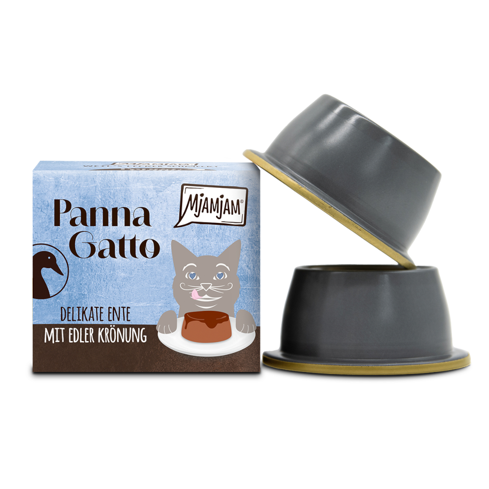 2x80g Malse Eend met verfijnde topping MjAMjAM Panna Gatto natvoer voor katten