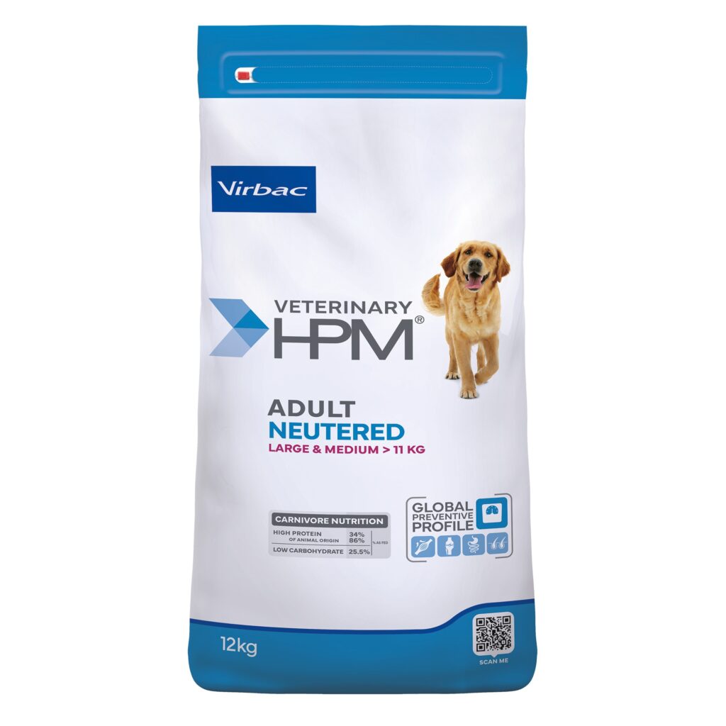 Virbac Veterinary HPM Volwassen hond Gecastreerd Large & Medium – 12 kg