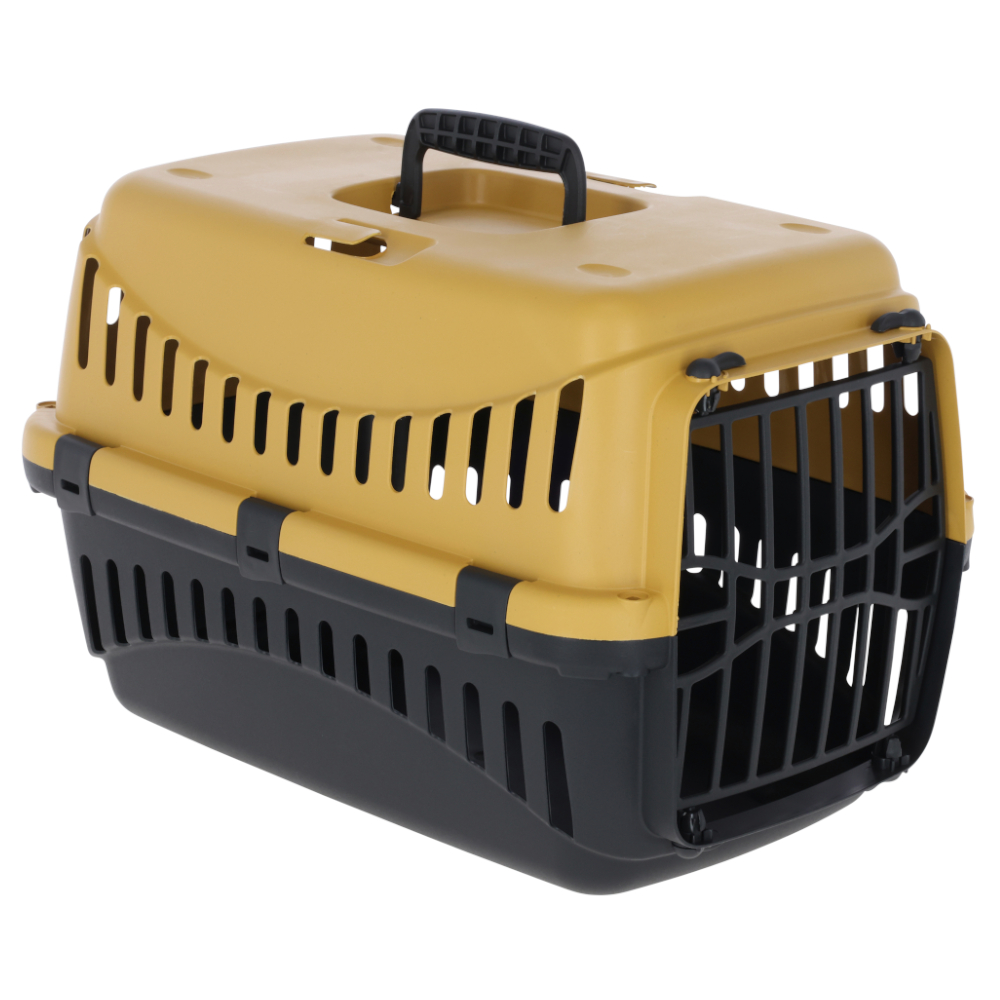 Kerbl Dierentransportbox Expedion – geel / donkergrijs: L 45 x B 30 x H 30 cm