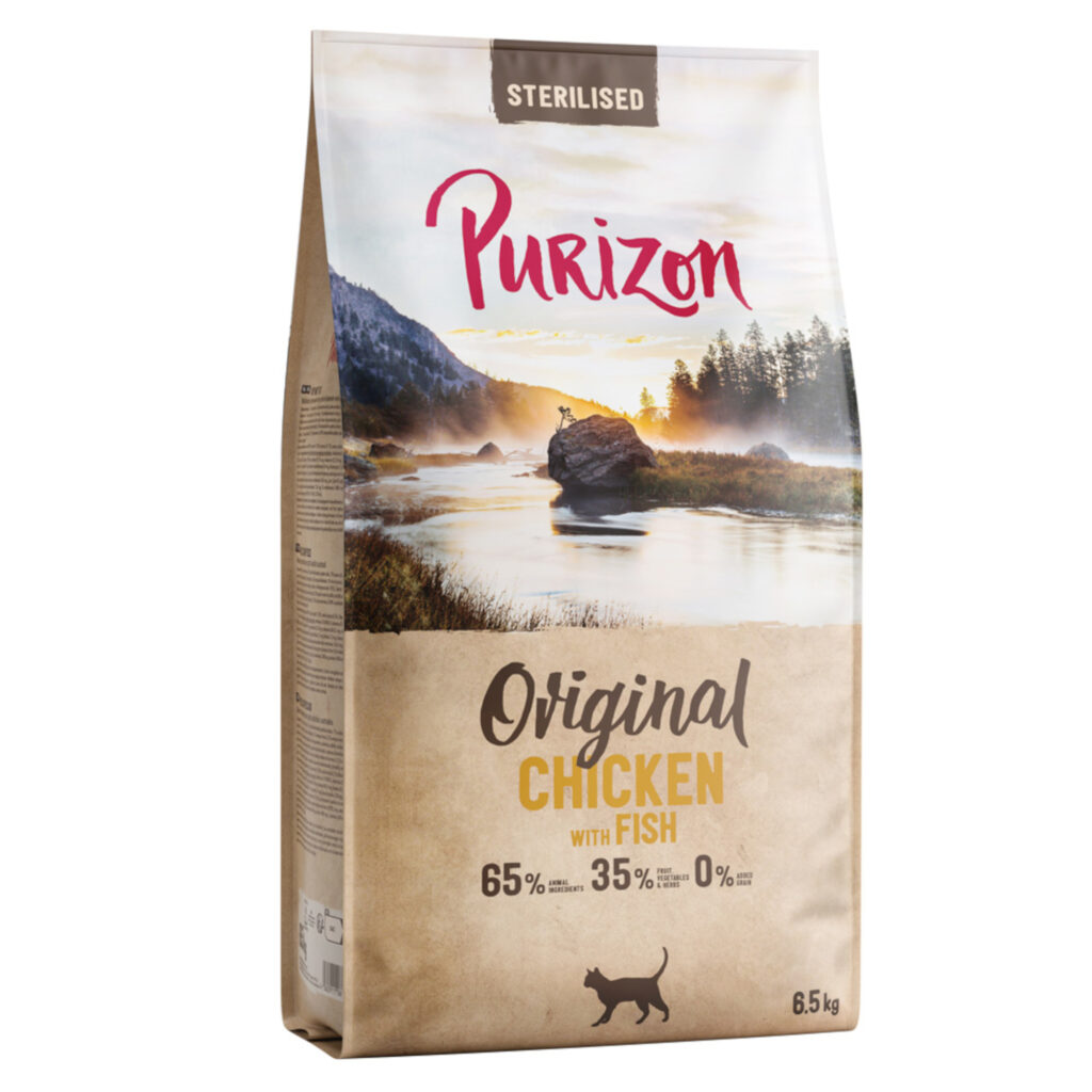 Voordeelpakket: 2×6,5 kg Purizon Cat Sterilised Kip & Vis – Original Daily 65% droog kattenvoer