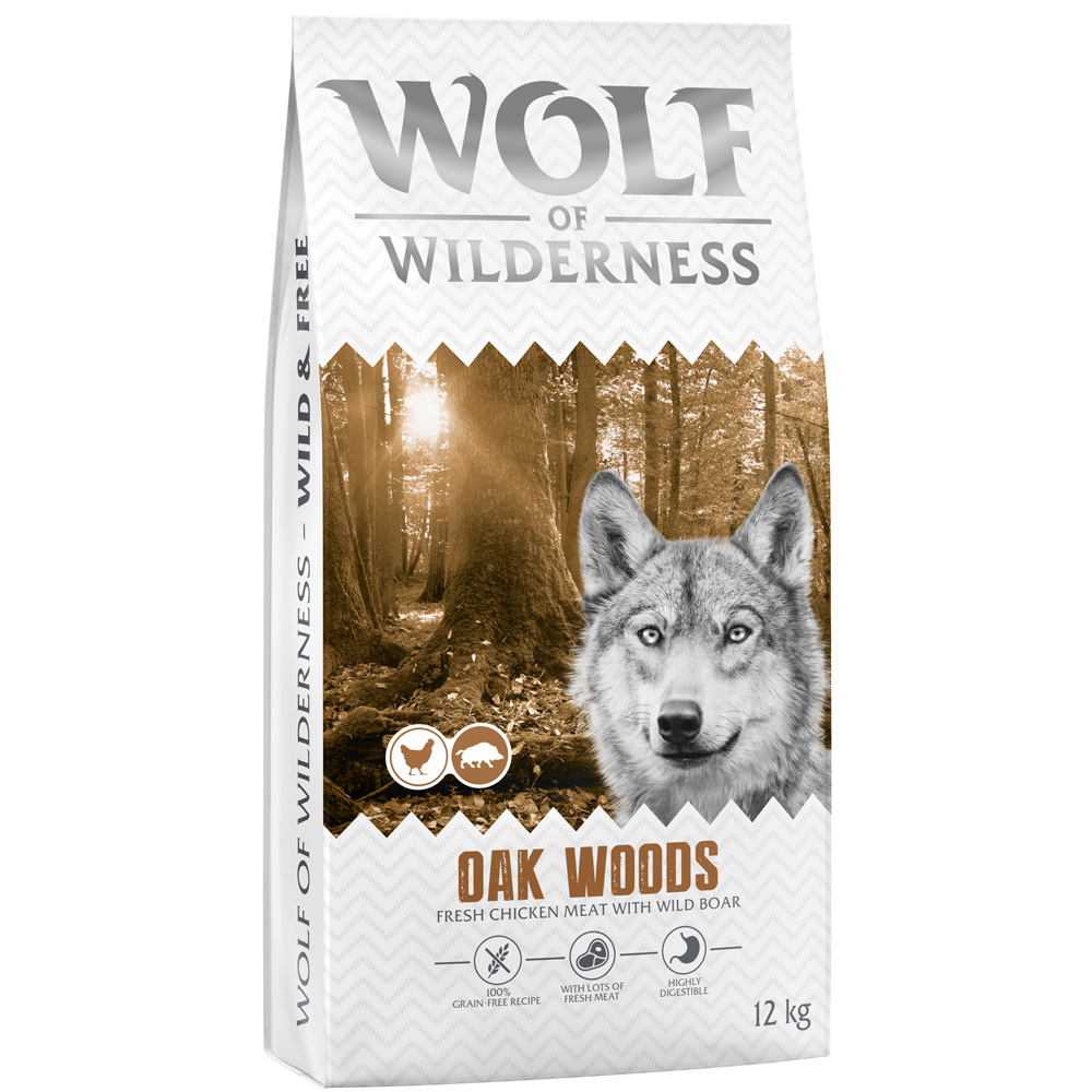 Wolf of Wilderness Adult “Oak Woods” Wild Zwijn – graanvrij – Dubbelpak: 2 x 12 kg Nieuwe Receptuur