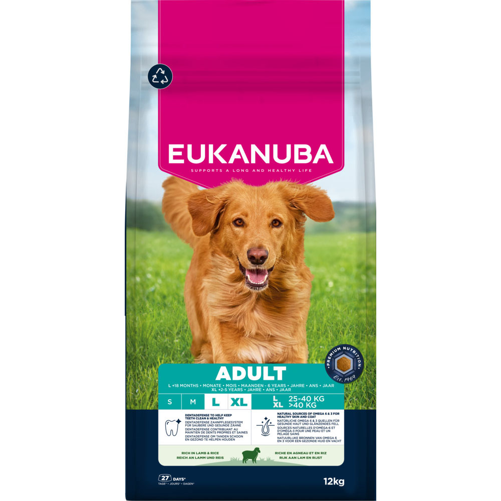 12 kg Eukanuba Premium Nutrition Adult Large & Giant Breed Lamb & Rijst Droogvoer voor honden
