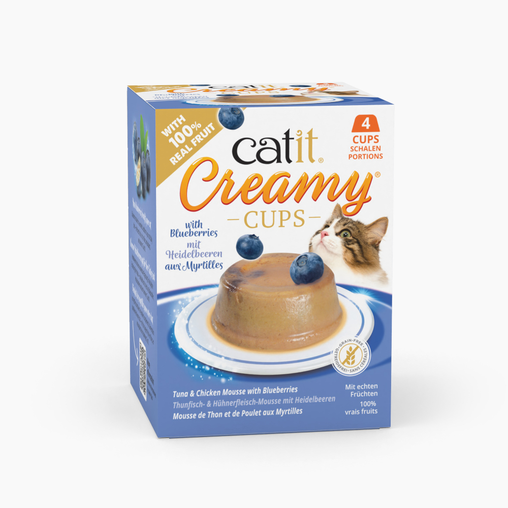 4x25g Catit Creamy Cups tonijn & kip met bosbessen kattensnacks