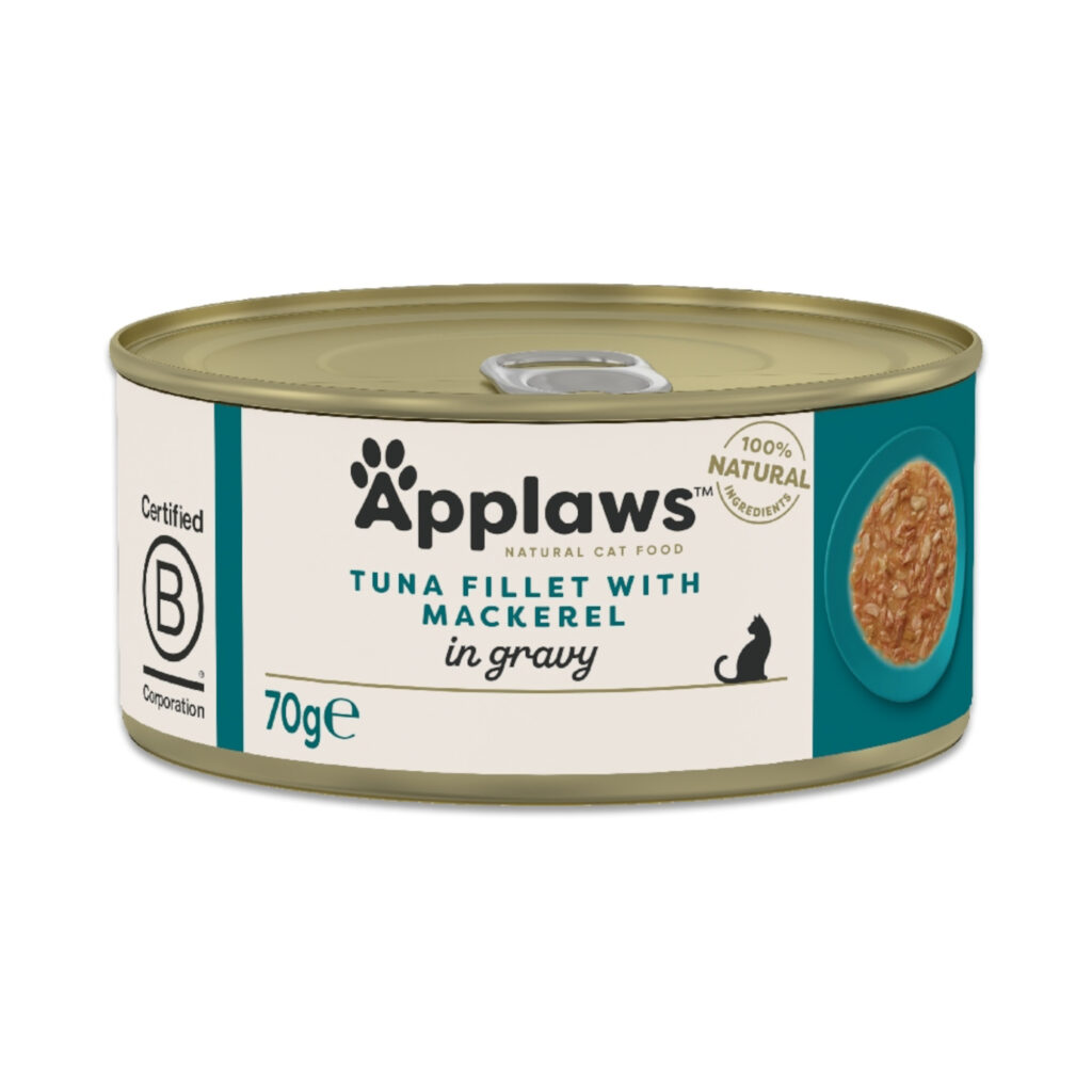 Voordeelverpakking Applaws Kat in Saus 48 x 70 g – Tonijnfilet met Makreel
