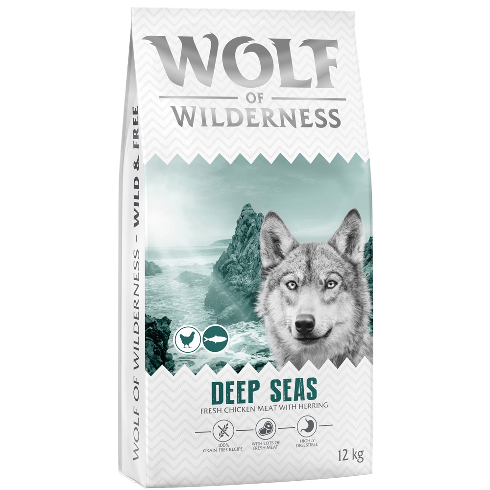 Wolf of Wilderness Adult “Deep Seas” Haring – graanvrij – Dubbelpak: 2 x 12 kg Nieuw Receptuur