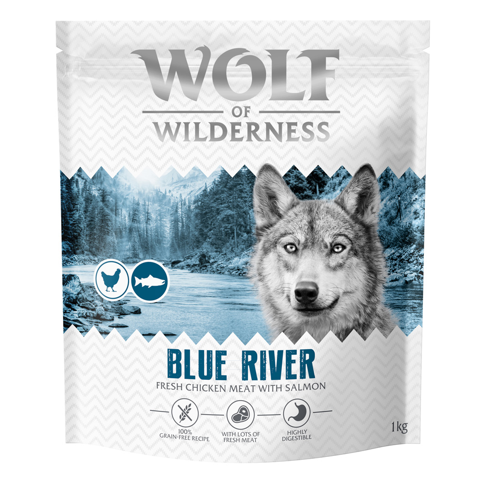 Wolf of Wilderness Adult “Blue River” zalm (Top-seller) – Voordeelpakket: 4 x 1 kg Nieuw Recept