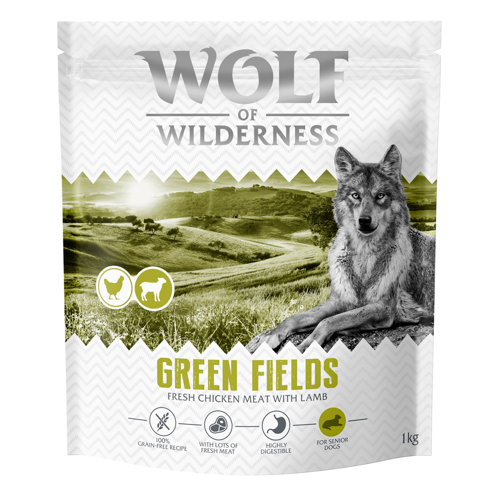 Wolf of Wilderness Senior “Green Fields” Lam – graanvrij – 1 kg: Nieuw Recept