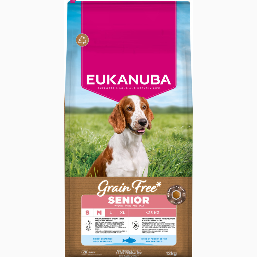 Eukanuba Graine Free Senior Small & Medium Zeevis – 12 kg
