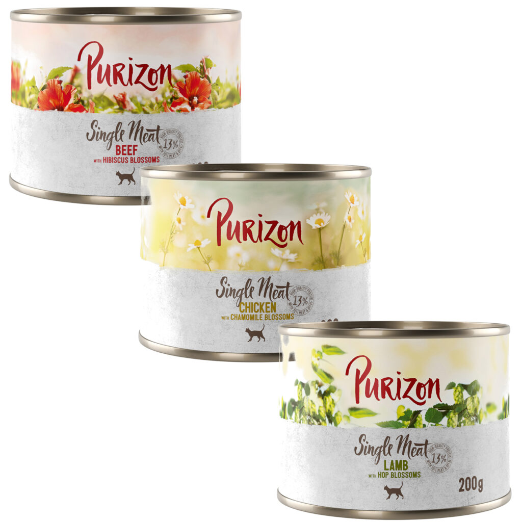Purizon Single Meat 6 x 200 g – Mix: Kip, Rund, Lam